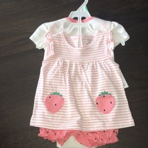 Carter’s Baby 3 Pieces- Strawberry Dress, Shorts & Strawberry Onesie